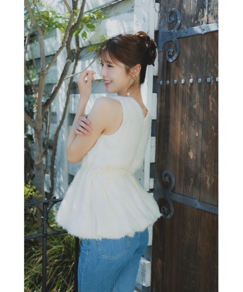 ORGUE（オルグ）の「Fringe jacquard blouse/フリンジジャガードブラウス（シャツ/ブラウス・レディース・ピンク/ブラック/アイボリー・FREE）」の12枚目の写真