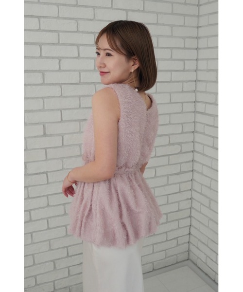 ORGUE（オルグ）の「Fringe jacquard blouse/フリンジジャガードブラウス（シャツ/ブラウス・レディース・ピンク/ブラック/アイボリー・FREE）」の9枚目の写真