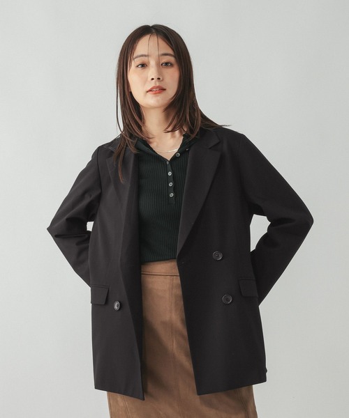 GLOBAL WORK(グローバルワーク)の「ウツクシルエットダブルジャケット/766163(テーラードジャケット・レディース・モカ/ブラック/ネイビー・SMALL/X-LARGE/MEDIUM/LARGE)」の2枚目の写真