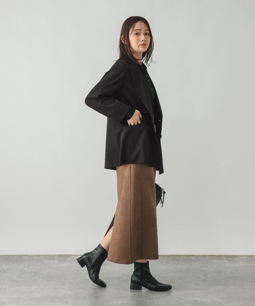 GLOBAL WORK(グローバルワーク)の「ウツクシルエットダブルジャケット/766163(テーラードジャケット・レディース・モカ/ブラック/ネイビー・SMALL/X-LARGE/MEDIUM/LARGE)」の5枚目の写真
