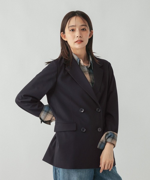 GLOBAL WORK(グローバルワーク)の「ウツクシルエットダブルジャケット/766163(テーラードジャケット・レディース・モカ/ブラック/ネイビー・SMALL/X-LARGE/MEDIUM/LARGE)」の14枚目の写真