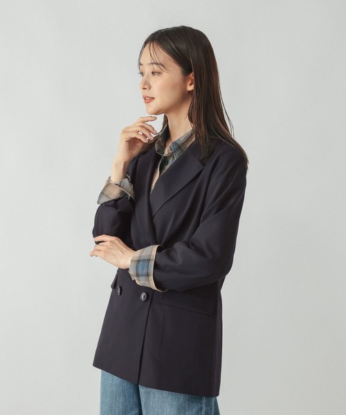 GLOBAL WORK(グローバルワーク)の「ウツクシルエットダブルジャケット/766163(テーラードジャケット・レディース・モカ/ブラック/ネイビー・SMALL/X-LARGE/MEDIUM/LARGE)」の15枚目の写真
