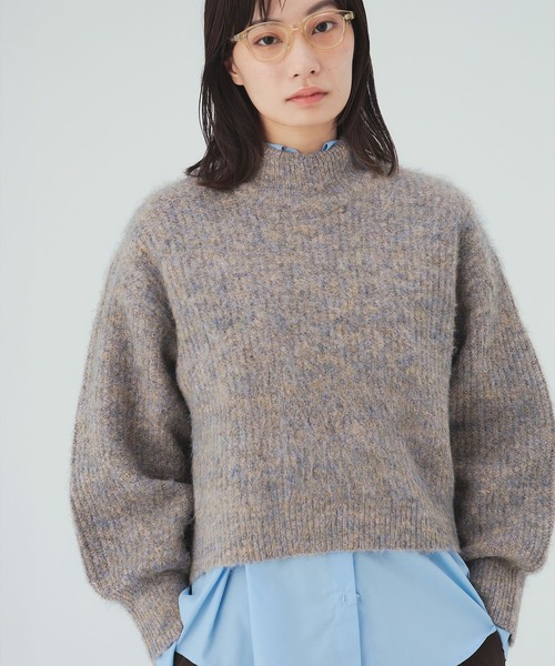 BEAMS HEART(ビームスハート)の「ミックスシャギー ハイネック ニット プルオーバー(ニット/セーター・レディース・ホワイト系その他7/ブラウン・FREE)」の3枚目の写真