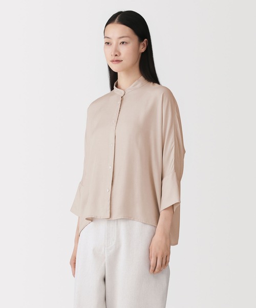 MUJI Labo(ムジラボ)の「婦人 キュプラ混七分袖シャツ(シャツ/ブラウス・レディース・ピンク・M/L)」の1枚目の写真