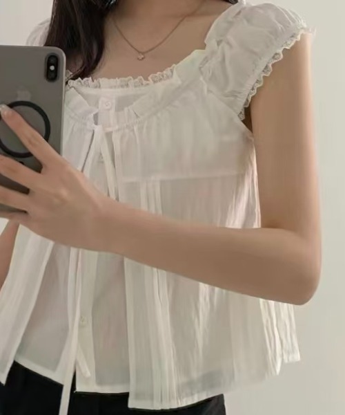 FLINEA(フリネア)の「フェイクレイヤードブラウス(シャツ/ブラウス・レディース・ブルー/ホワイト/ブラック/ピンク・FREE)」の8枚目の写真