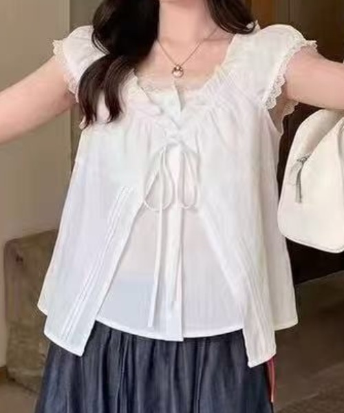 FLINEA(フリネア)の「フェイクレイヤードブラウス(シャツ/ブラウス・レディース・ブルー/ホワイト/ブラック/ピンク・FREE)」の9枚目の写真