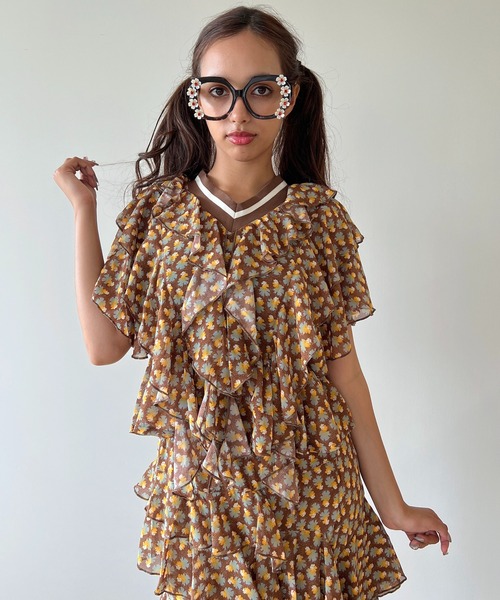 anna sui nyc（アナ スイ エヌ ワイ シー）の「MARY フリルトップス（Tシャツ/カットソー・レディース・ブラウン/ブラック・FREE）」の15枚目の写真