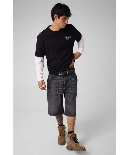 GUESS JEANS（ゲスジーンズ）の「GUESS JEANS Mountain Layer Tee Tシャツ 長袖 ロンT レイヤード（Tシャツ/カットソー・メンズ・ブラック・SMALL/XX-LARGE/X-LARGE/LARGE/MEDIUM）」の2枚目の写真