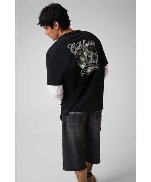 GUESS JEANS（ゲスジーンズ）の「GUESS JEANS Mountain Layer Tee Tシャツ 長袖 ロンT レイヤード（Tシャツ/カットソー・メンズ・ブラック・SMALL/XX-LARGE/X-LARGE/LARGE/MEDIUM）」の3枚目の写真