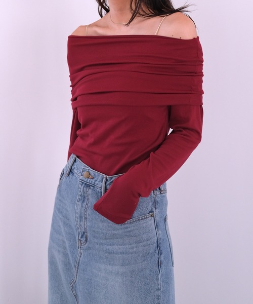 AKTE(アクテ)の「ケープオフショルダーカットソープルオーバー(Tシャツ/カットソー・レディース・マルーン/チャコールグレー/ブラック・FREE)」の12枚目の写真