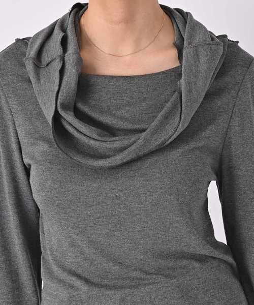 AKTE(アクテ)の「ケープオフショルダーカットソープルオーバー(Tシャツ/カットソー・レディース・マルーン/チャコールグレー/ブラック・FREE)」の20枚目の写真