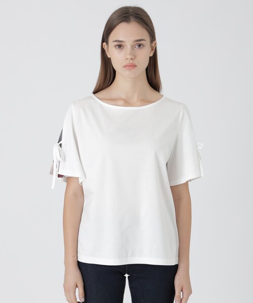 BLUE LABEL CRESTBRIDGE（ブルーレーベルクレストブリッジ）の「リボンスリーブカットソー（Tシャツ/カットソー・レディース・ブラック/ホワイト・38）」の4枚目の写真