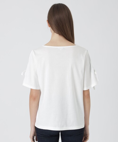BLUE LABEL CRESTBRIDGE（ブルーレーベルクレストブリッジ）の「リボンスリーブカットソー（Tシャツ/カットソー・レディース・ブラック/ホワイト・38）」の6枚目の写真