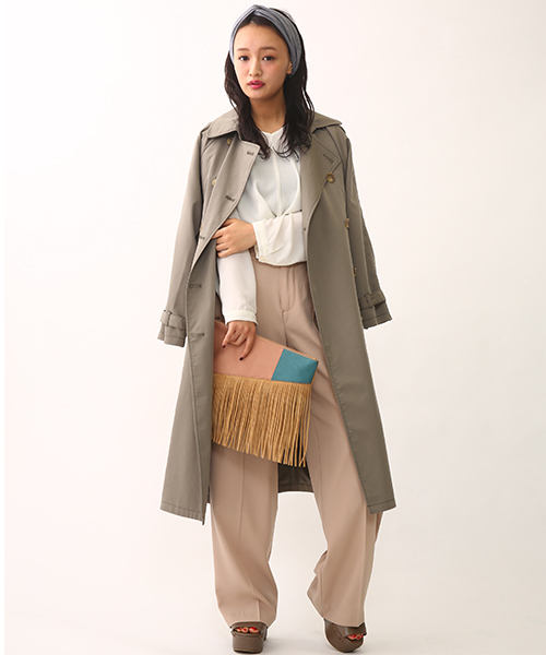 one after another NICE CLAUP（ワンアフターアナザーナイスクラップ）の「ロングトレンチコート（トレンチコート・レディース・ライトベージュ/ベージュ/カーキ・FREE）」の14枚目の写真