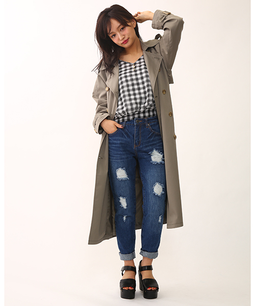 one after another NICE CLAUP（ワンアフターアナザーナイスクラップ）の「ロングトレンチコート（トレンチコート・レディース・ライトベージュ/ベージュ/カーキ・FREE）」の15枚目の写真