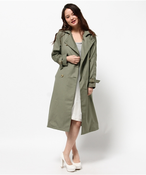 one after another NICE CLAUP（ワンアフターアナザーナイスクラップ）の「ロングトレンチコート（トレンチコート・レディース・ライトベージュ/ベージュ/カーキ・FREE）」の13枚目の写真