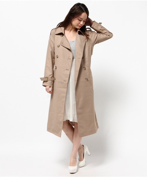 one after another NICE CLAUP（ワンアフターアナザーナイスクラップ）の「ロングトレンチコート（トレンチコート・レディース・ライトベージュ/ベージュ/カーキ・FREE）」の2枚目の写真