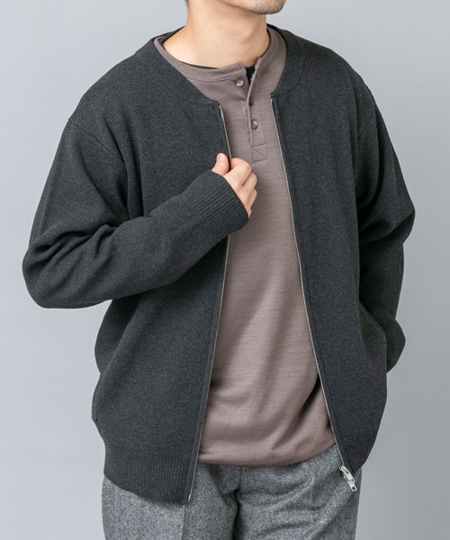 URBAN RESEARCH ROSSO MEN（アーバンリサーチロッソメン）の「『マシンウォッシャブル』コットンミラノリブニットジップブルゾン（ブルゾン・メンズ・チャコールグレー/ライトグレー/ブラック/ネイビー・LARGE/MEDIUM/X-LARGE）」の7枚目の写真