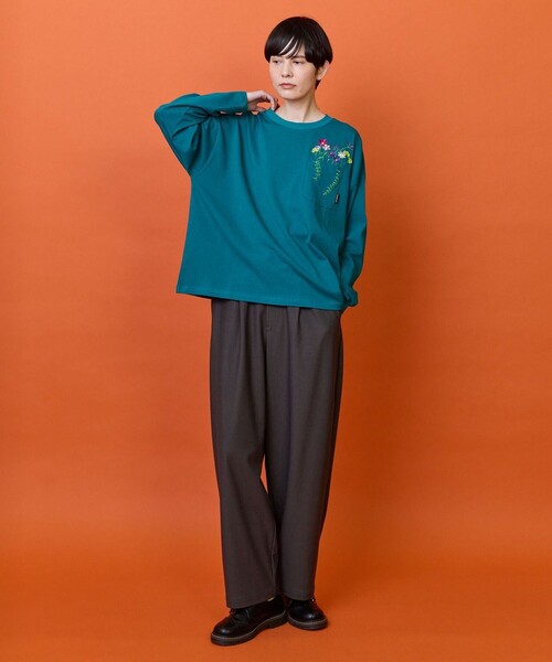 FRAPBOIS(フラボア)の「フラワーポケットロングTシャツ(Tシャツ/カットソー・レディース・オートミール/エメラルド・2/1)」の13枚目の写真