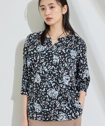 【6分袖】アートドット柄ブラウス
