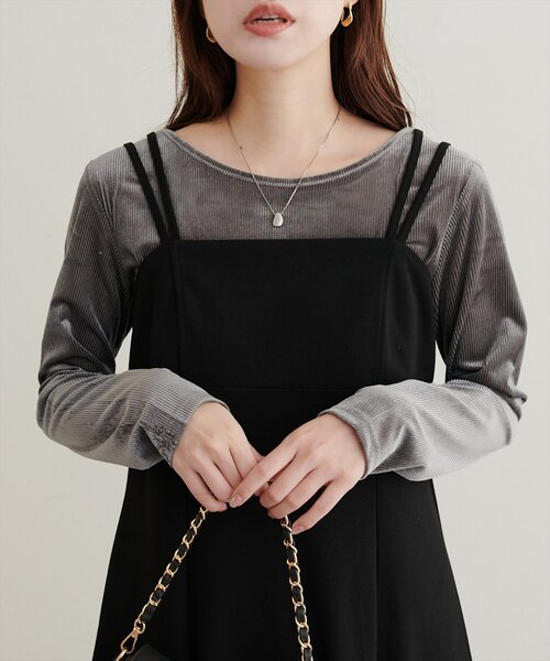 natural couture(ナチュラルクチュール)の「前後2WAY長袖プルオーバー(Tシャツ/カットソー・レディース・ブラック/ブラウン/アイボリー/チャコールグレー・FREE)」の3枚目の写真