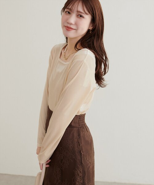natural couture(ナチュラルクチュール)の「前後2WAY長袖プルオーバー(Tシャツ/カットソー・レディース・ブラック/ブラウン/アイボリー/チャコールグレー・FREE)」の7枚目の写真