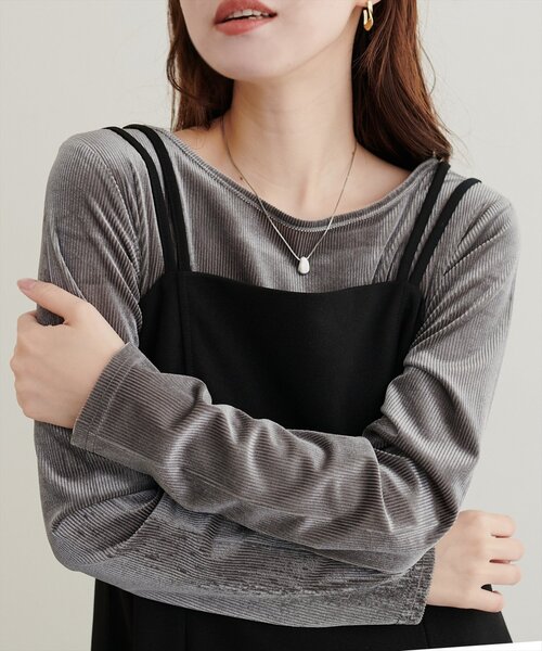 natural couture(ナチュラルクチュール)の「前後2WAY長袖プルオーバー(Tシャツ/カットソー・レディース・ブラック/ブラウン/アイボリー/チャコールグレー・FREE)」の9枚目の写真