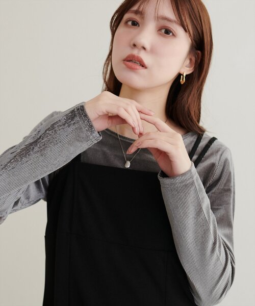 natural couture(ナチュラルクチュール)の「前後2WAY長袖プルオーバー(Tシャツ/カットソー・レディース・ブラック/ブラウン/アイボリー/チャコールグレー・FREE)」の10枚目の写真