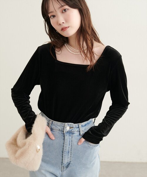 natural couture(ナチュラルクチュール)の「前後2WAY長袖プルオーバー(Tシャツ/カットソー・レディース・ブラック/ブラウン/アイボリー/チャコールグレー・FREE)」の14枚目の写真