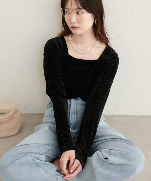 natural couture(ナチュラルクチュール)の「前後2WAY長袖プルオーバー(Tシャツ/カットソー・レディース・ブラック/ブラウン/アイボリー/チャコールグレー・FREE)」の15枚目の写真