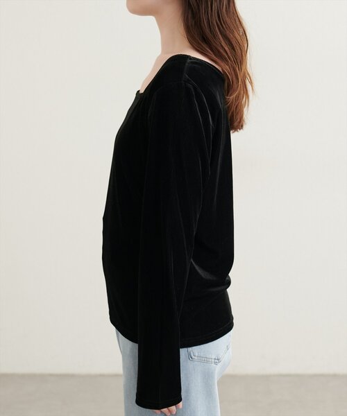 natural couture(ナチュラルクチュール)の「前後2WAY長袖プルオーバー(Tシャツ/カットソー・レディース・ブラック/ブラウン/アイボリー/チャコールグレー・FREE)」の18枚目の写真