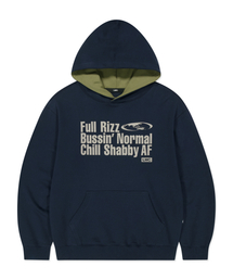 COLOR BLOCK LETTERING HOODIE navy