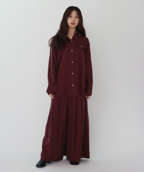 DRESSLAVE(ドレスレイブ)の「tencel tuck pants(テンセルタックワイドパンツ)(その他パンツ・レディース・レッド/ベージュ・38)」の3枚目の写真