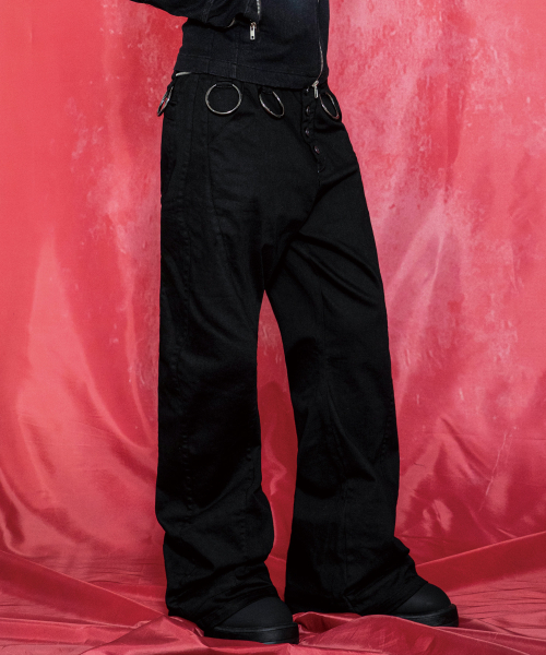 GLACK(グラック)の「GP198 シード リングベルト セミフレア チノパンツ (BLACK)(その他パンツ・レディース・その他・LARGE/MEDIUM/SMALL)」の3枚目の写真