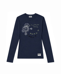 セミクロップド dont care 長袖Tシャツ [ネイビー]