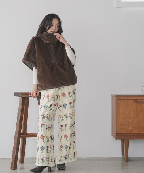 mili an deni(ミリアンデニ)の「フラワー刺繍イージーパンツ(その他パンツ・レディース・オフホワイト/ブラック・M)」の9枚目の写真