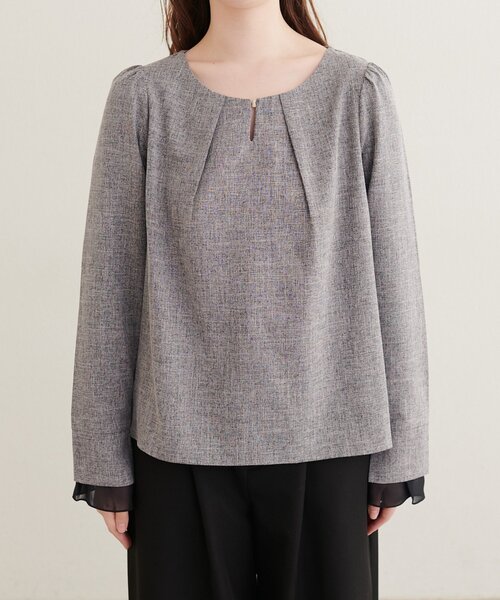 natural couture(ナチュラルクチュール)の「シアー重ねフレア袖ブラウス(シャツ/ブラウス・レディース・ライトベージュ/ブラック/グレー/ブラウン/サックスブルー・FREE)」の10枚目の写真