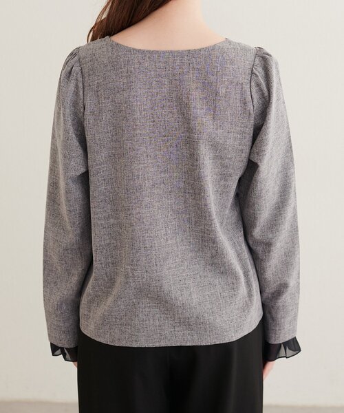 natural couture(ナチュラルクチュール)の「シアー重ねフレア袖ブラウス(シャツ/ブラウス・レディース・ライトベージュ/ブラック/グレー/ブラウン/サックスブルー・FREE)」の12枚目の写真
