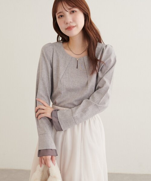 natural couture(ナチュラルクチュール)の「シアー重ねフレア袖ブラウス(シャツ/ブラウス・レディース・ライトベージュ/ブラック/グレー/ブラウン/サックスブルー・FREE)」の19枚目の写真