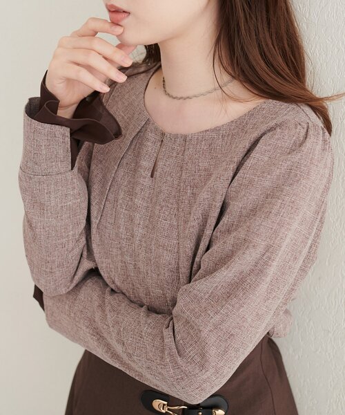 natural couture(ナチュラルクチュール)の「シアー重ねフレア袖ブラウス(シャツ/ブラウス・レディース・ライトベージュ/ブラック/グレー/ブラウン/サックスブルー・FREE)」の22枚目の写真