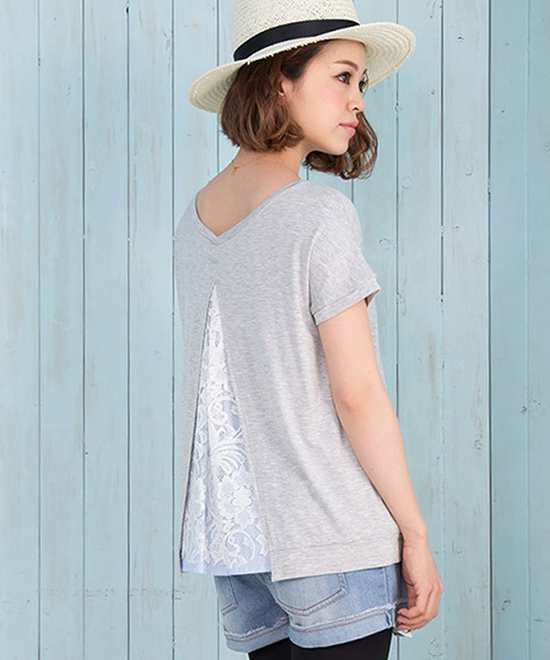 SweetMommy(スウィートマミー)の「レーシーバックスリットトップス(マタニティウェア/グッズ・レディース・コーラル/杢グレー/ブラック/ネイビー/カーキ/グレー系その他・M/L)」の3枚目の写真