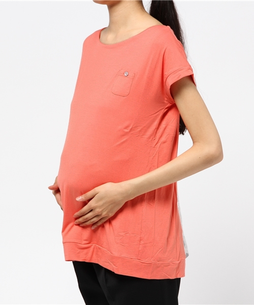 SweetMommy(スウィートマミー)の「レーシーバックスリットトップス(マタニティウェア/グッズ・レディース・コーラル/杢グレー/ブラック/ネイビー/カーキ/グレー系その他・M/L)」の7枚目の写真