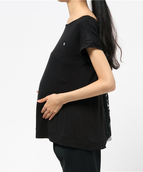 SweetMommy(スウィートマミー)の「レーシーバックスリットトップス(マタニティウェア/グッズ・レディース・コーラル/杢グレー/ブラック/ネイビー/カーキ/グレー系その他・M/L)」の19枚目の写真