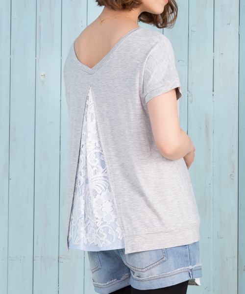 SweetMommy(スウィートマミー)の「レーシーバックスリットトップス(マタニティウェア/グッズ・レディース・コーラル/杢グレー/ブラック/ネイビー/カーキ/グレー系その他・M/L)」の4枚目の写真