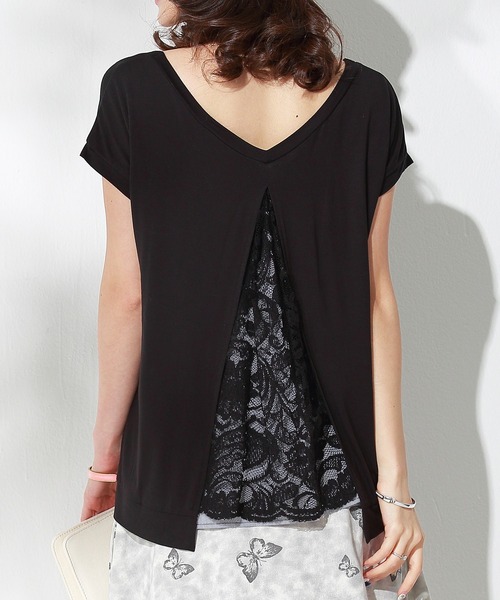 SweetMommy(スウィートマミー)の「レーシーバックスリットトップス(マタニティウェア/グッズ・レディース・コーラル/杢グレー/ブラック/ネイビー/カーキ/グレー系その他・M/L)」の2枚目の写真