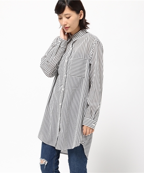 SLY(スライ)の「MULTI COLOR LONG SH(シャツ/ブラウス・レディース・オフホワイト/カーキ/ブラックミックス/ブルー系その他・FREE)」の3枚目の写真