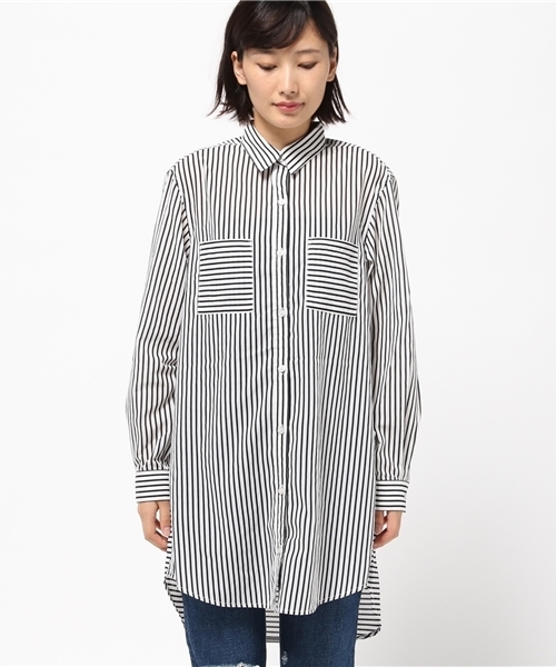 SLY(スライ)の「MULTI COLOR LONG SH(シャツ/ブラウス・レディース・オフホワイト/カーキ/ブラックミックス/ブルー系その他・FREE)」の5枚目の写真