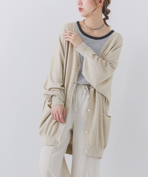 n'OrLABEL（ノアールレーベル）の「『ドルマン綿ニットカーディガン』（カーディガン/ボレロ・レディース・グレー/レッド/ブラック/カーキ/オートミール/ネイビー/イエロー系その他/ブラウン系その他/グレー系その他/レッド系その他/グリーン系その他/グレー系その他2/ブルー系その他/オレンジ系その他/ワインレッド/スモークピンク/ライトブルー/コーラルピンク/ダークブルー/イエロー/ベージュ/ラベンダー/スカイブルー/オレンジ系/ダークパープル/ターメリック/ブルー系その他2/ピンク・FREE）」の7枚目の写真