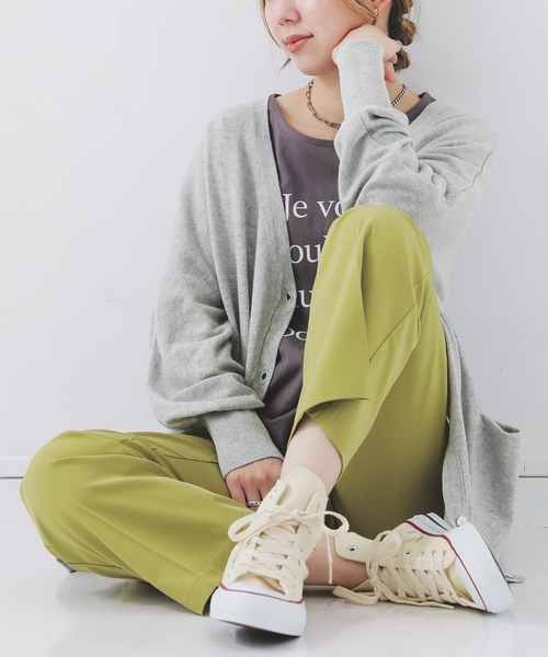 n'OrLABEL（ノアールレーベル）の「『ドルマン綿ニットカーディガン』（カーディガン/ボレロ・レディース・グレー/レッド/ブラック/カーキ/オートミール/ネイビー/イエロー系その他/ブラウン系その他/グレー系その他/レッド系その他/グリーン系その他/グレー系その他2/ブルー系その他/オレンジ系その他/ワインレッド/スモークピンク/ライトブルー/コーラルピンク/ダークブルー/イエロー/ベージュ/ラベンダー/スカイブルー/オレンジ系/ダークパープル/ターメリック/ブルー系その他2/ピンク・FREE）」の3枚目の写真