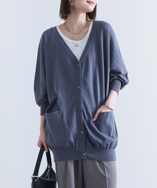 n'OrLABEL（ノアールレーベル）の「『ドルマン綿ニットカーディガン』（カーディガン/ボレロ・レディース・グレー/レッド/ブラック/カーキ/オートミール/ネイビー/イエロー系その他/ブラウン系その他/グレー系その他/レッド系その他/グリーン系その他/グレー系その他2/ブルー系その他/オレンジ系その他/ワインレッド/スモークピンク/ライトブルー/コーラルピンク/ダークブルー/イエロー/ベージュ/ラベンダー/スカイブルー/オレンジ系/ダークパープル/ターメリック/ブルー系その他2/ピンク・FREE）」の16枚目の写真